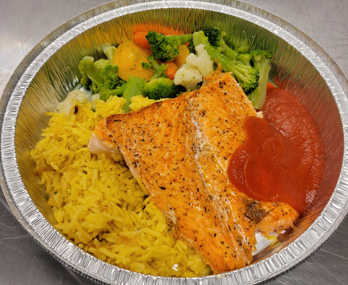 #3 Salmon with rice and veggies